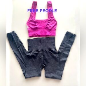 New Free People Good Karma Leggings & Square bra with logo SET $126 XS/S